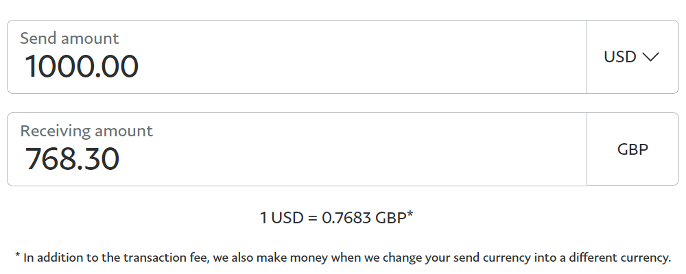 Xoom transfer fee